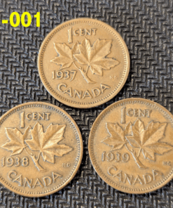 1937, 1938, 1939 Canada 1-Cent George VI CIRCULATED