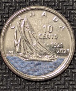 Canada 2021 10 Cents Commemorative Bluenose Under Sail (COLOUR) BU from Mint Roll