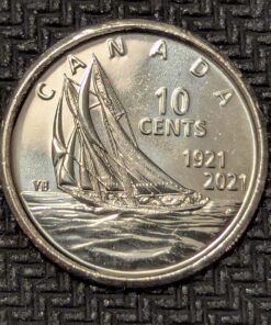 Canada 2021 10 Cents Commemorative Bluenose Under Sail (Non-Colour) BU from Mint Roll