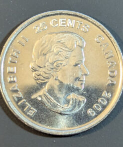 Alternative view of 2009 Canada 25-Cent Men's Hockey UNCIRCULATED (Non-Colour)