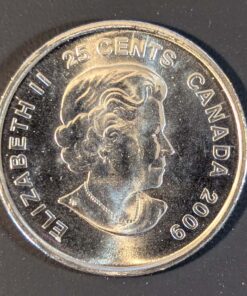 Alternative view of 2009 Canada 25-Cent Men's Hockey (COLOUR) UNCIRCULATED (Incused 2)