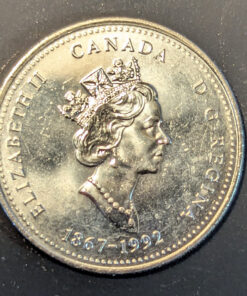 Alternative view of 1992 Canada 25-Cent Quebec UNCIRCULATED from Mint Roll